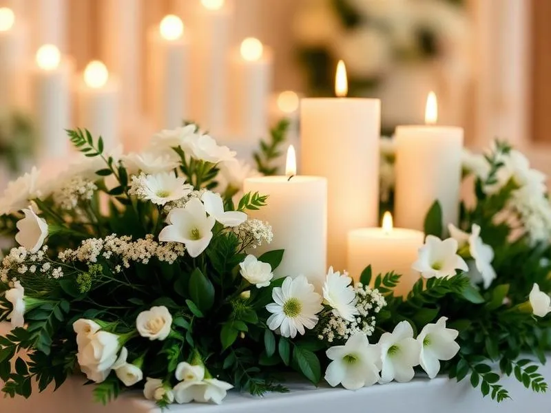 Kerzen und Blumendekoration